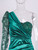 Split Mermaid Floor Length Evening Night Green Dress