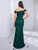 Off Shoulder Pleated Dazzling Sequin Fitted Bodice Evening Night Dress..
