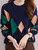 Spliced Contrast Color Pullover Knitted Sweater 
