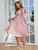 Office long sleeves hollow out pleated dresses A-line belt patchwork maxi vestido