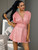  Pink Front And Back V-Neck A-Line Sequin Party Mini Dress 