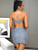 V-Neck Cut Out Cross Shape Gray Sequins Bodycon Open Back Mini Dress 