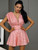 Pink Front And Back V-Neck A-Line Sequin Party Mini Dress.