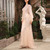 Champagne Lilac Beading Evening Dress Ruffle O Neck Long Flared Sleeve Tulle Mermaid Gown 