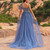  Embroidered Work Sleeveless Side Slit Engagement Gown With Sweep Train