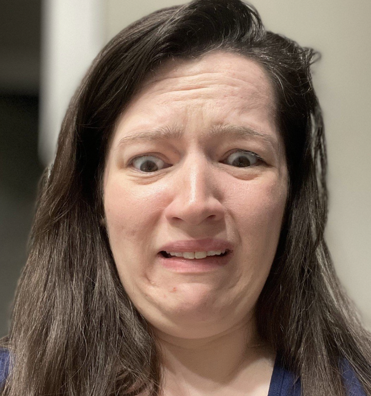 woman disgusted face