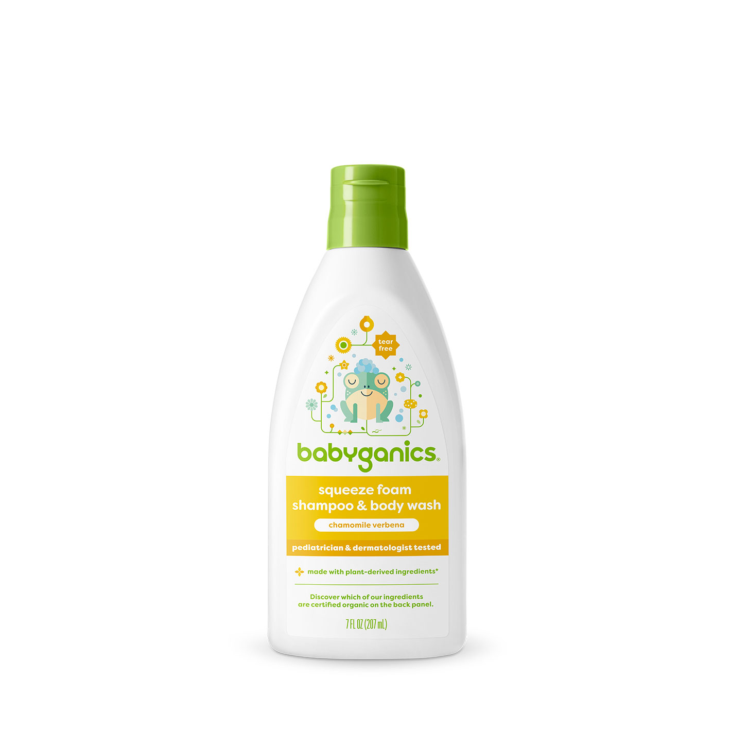 foam shampoo + body wash, chamomile verbena| babyganics