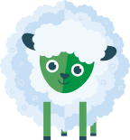 Green Sheep with white wool icon
