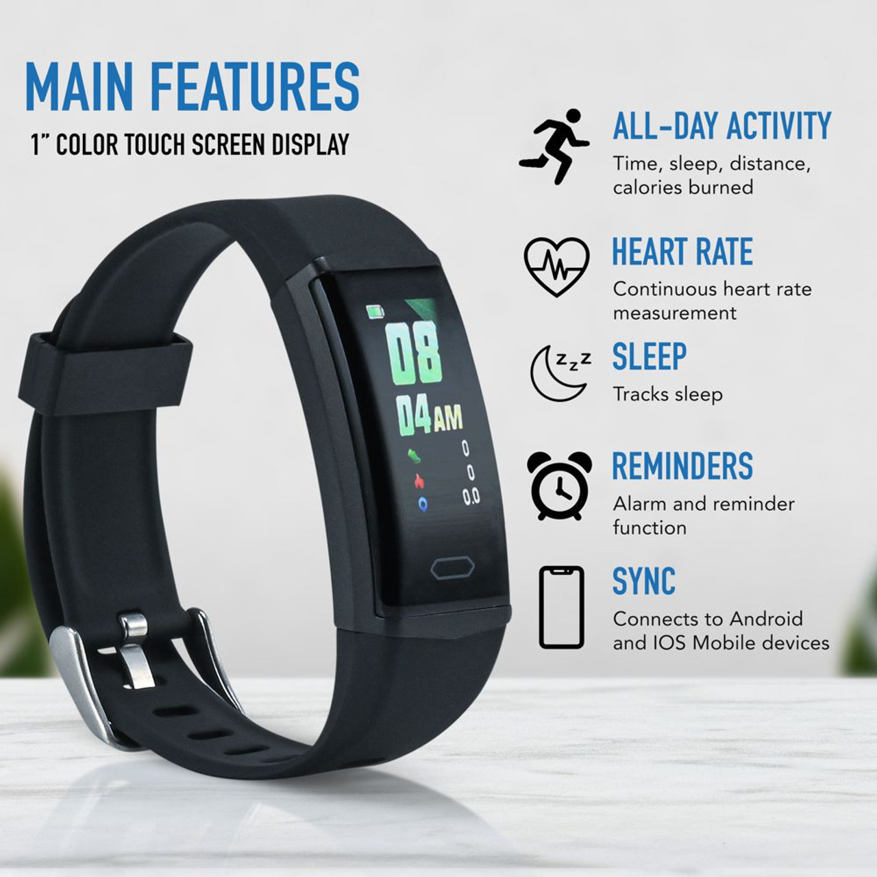 Vaku ® Fitness Tracker HR, Activity Tracker with 1.3inch IPS Color Screen  Long Battery Life Smart Watch with Sleep Monitor Step Counter Calorie  Counter Smart Bracelet for Women Men - Universal -