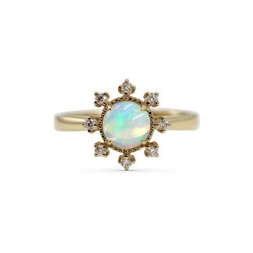 Solid 14k Opal Sun Ring