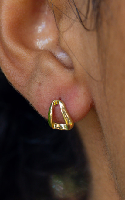 Solid 14k Modern Geometric Concave Studs