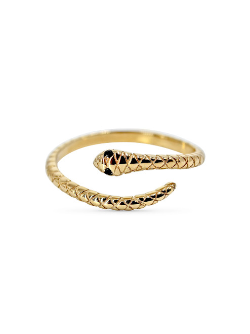 Solid 14k Textured Serpent Wrap Ring