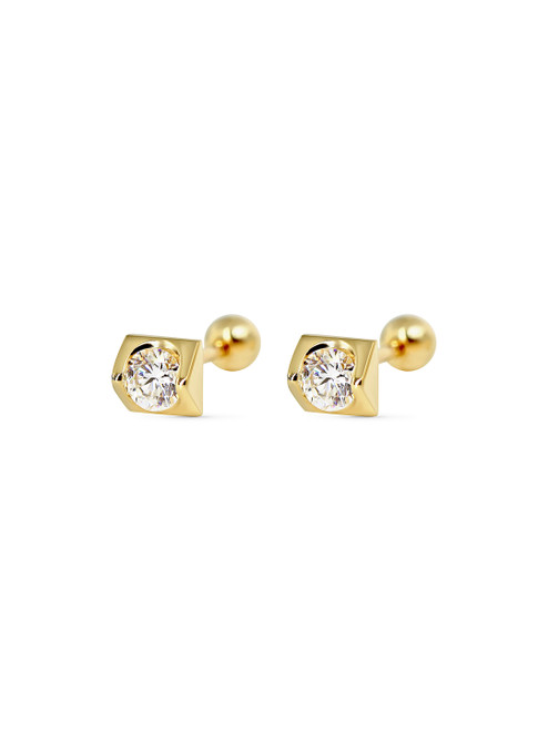 Solid 14k Spiked Moissanite Studs