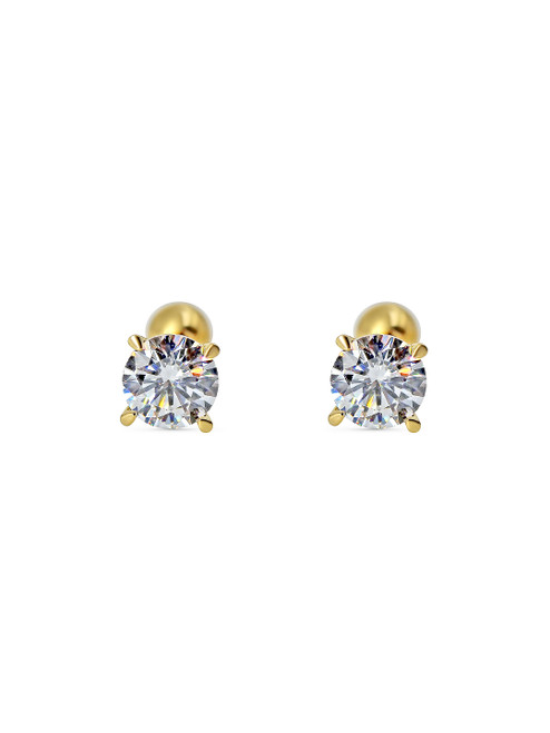 Solid 14k Moissanite 5mm Solitaire Studs