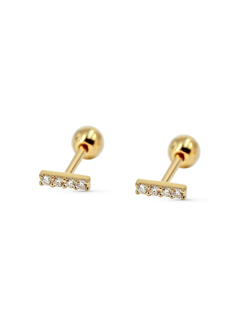 Solid 14k Mini Bar Lab Diamond Studs