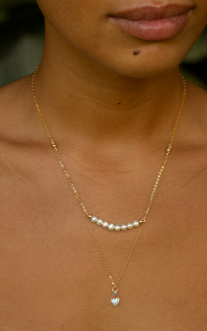 Austrian Crystal Pearl Layered Necklace