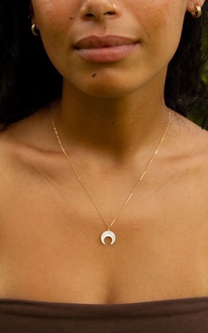 Mother Of Pearl Crescent Moon Necklace