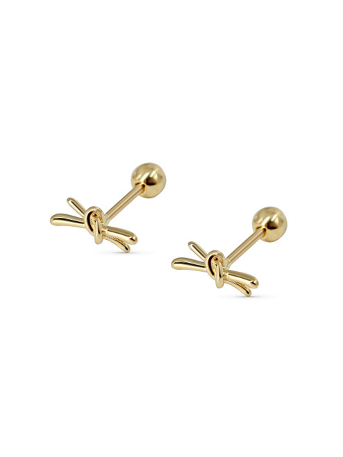 Solid 14k Bow Knot Stud Earrings