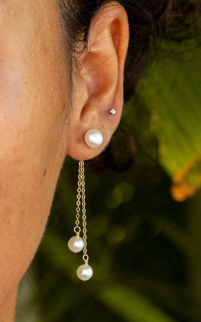 Interchangeable Pearl Dangle Studs