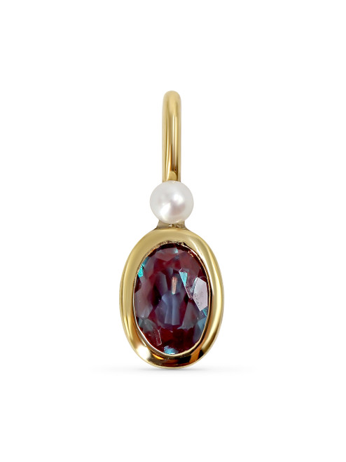 Solid 14k Alexandrite & Pearl Birthstone Pendant