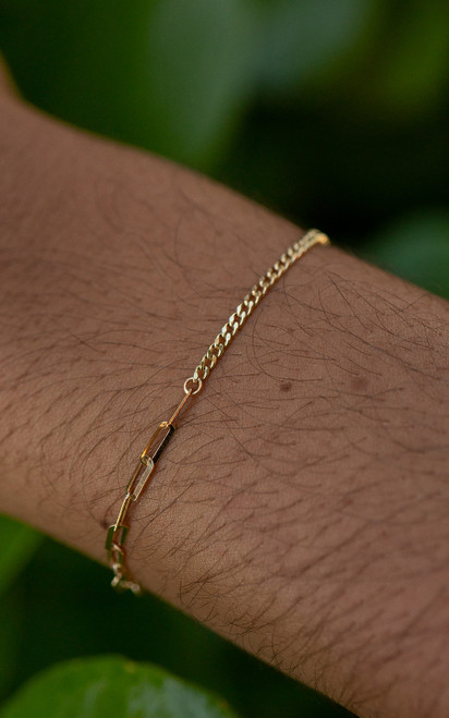 Solid 18k Dual Cuban Paper Clip Bracelet