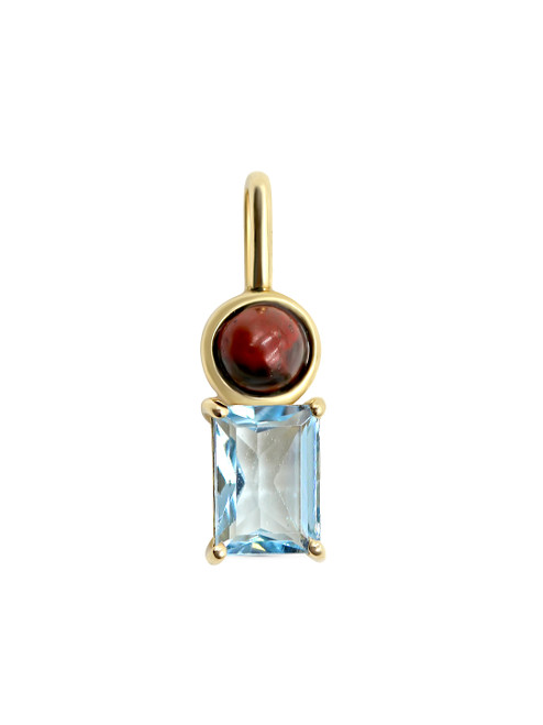 Solid 14k Aquamarine & Bloodstone Birthstone Pendant