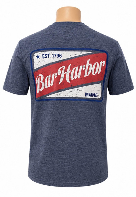 RED STRIPE TEE HEATHER NAVY