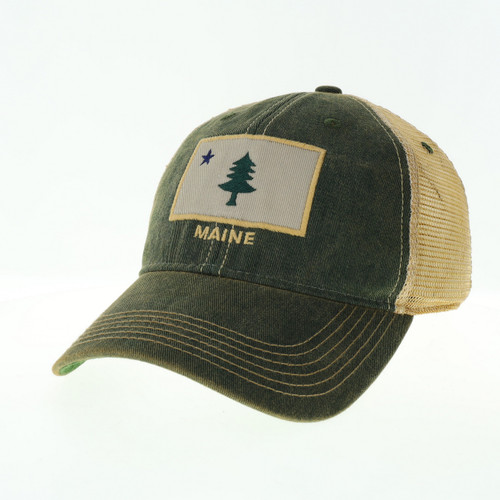 Green Trucker OFA w/Maine Flag Khaki Background