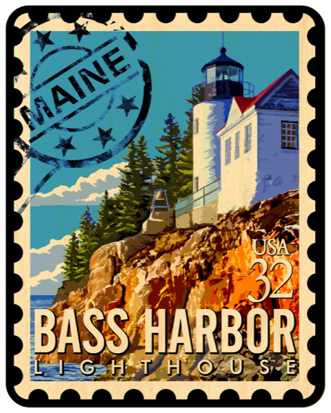BASS HARBOR LIGHTHOUSE WOOD STICKER