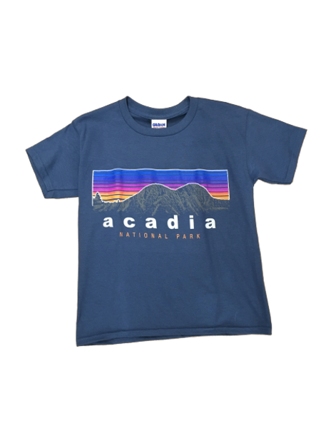 KIDS TEE 6-COLOR CUSTUM ART ACADIA -BLUE