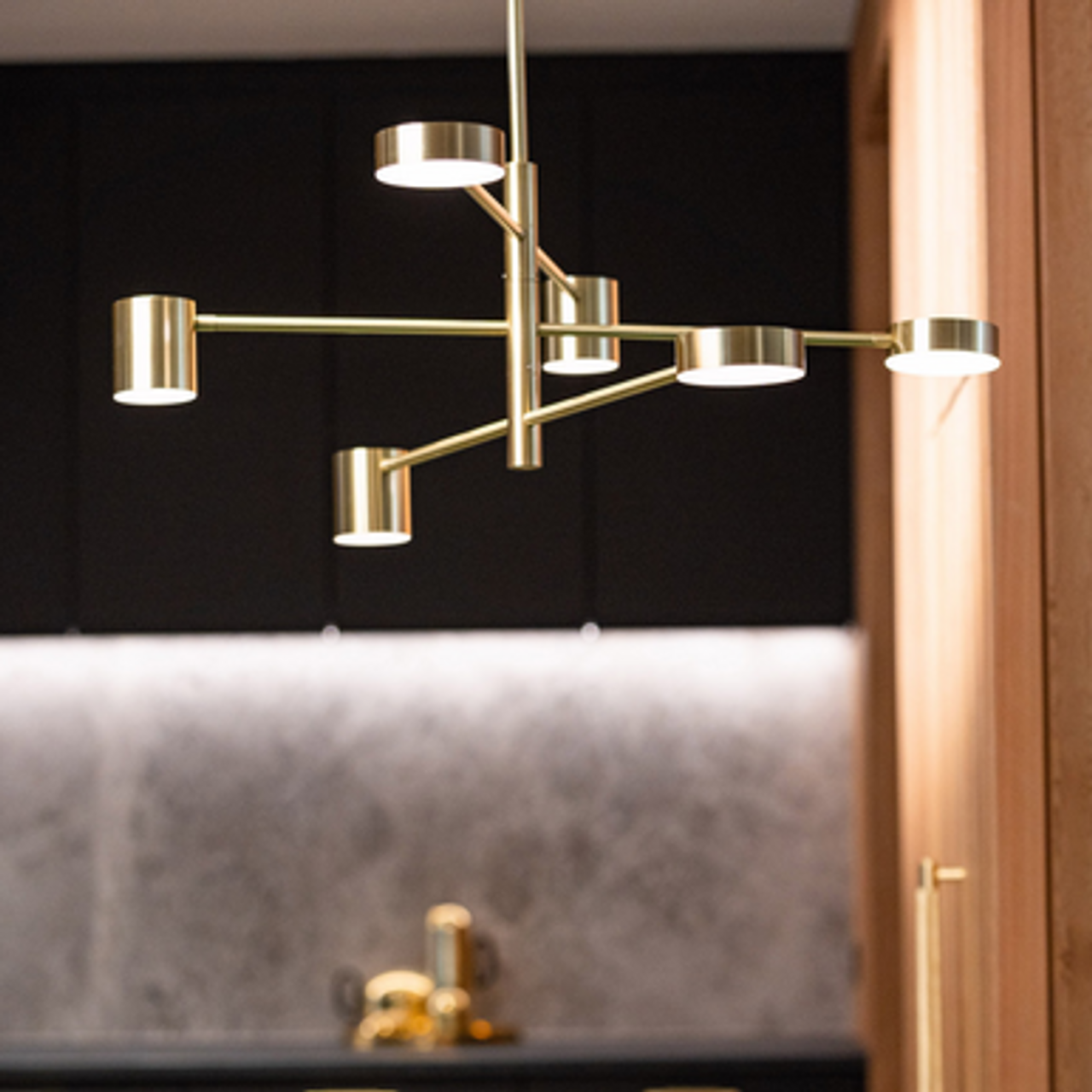 Brass six light pendant