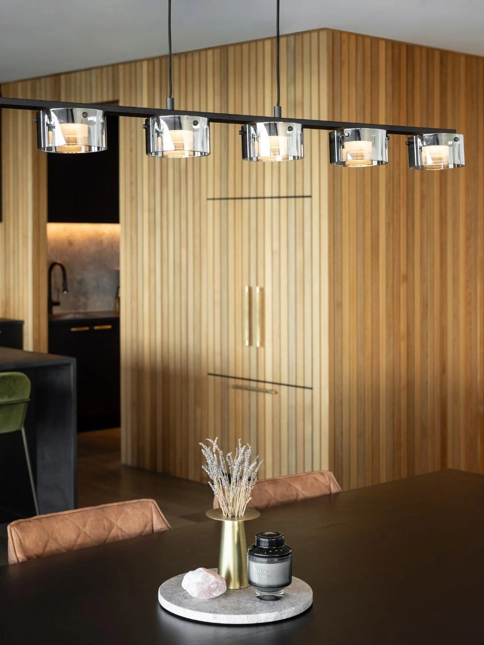 Black 6L pendant with black transparent glass