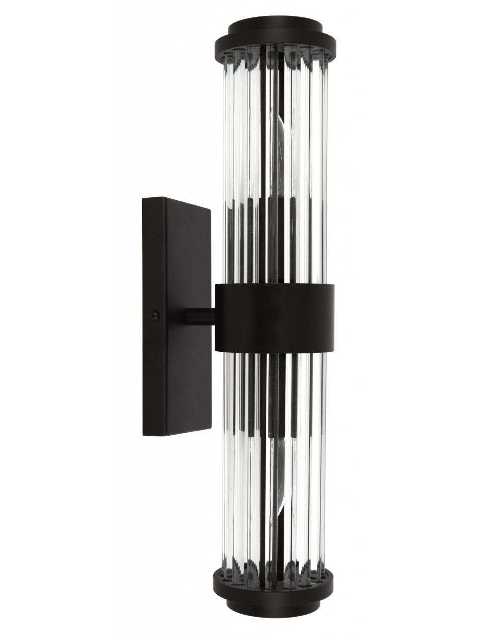 Orb (oil rubbed bronze) wall light with ribbed clear glass 2 lights