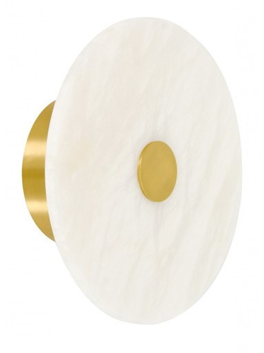 Alabaster wall light with brass trim