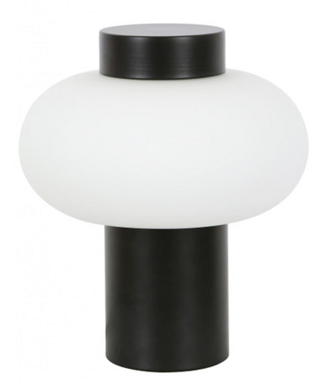 Black touch table lamp with opal glass