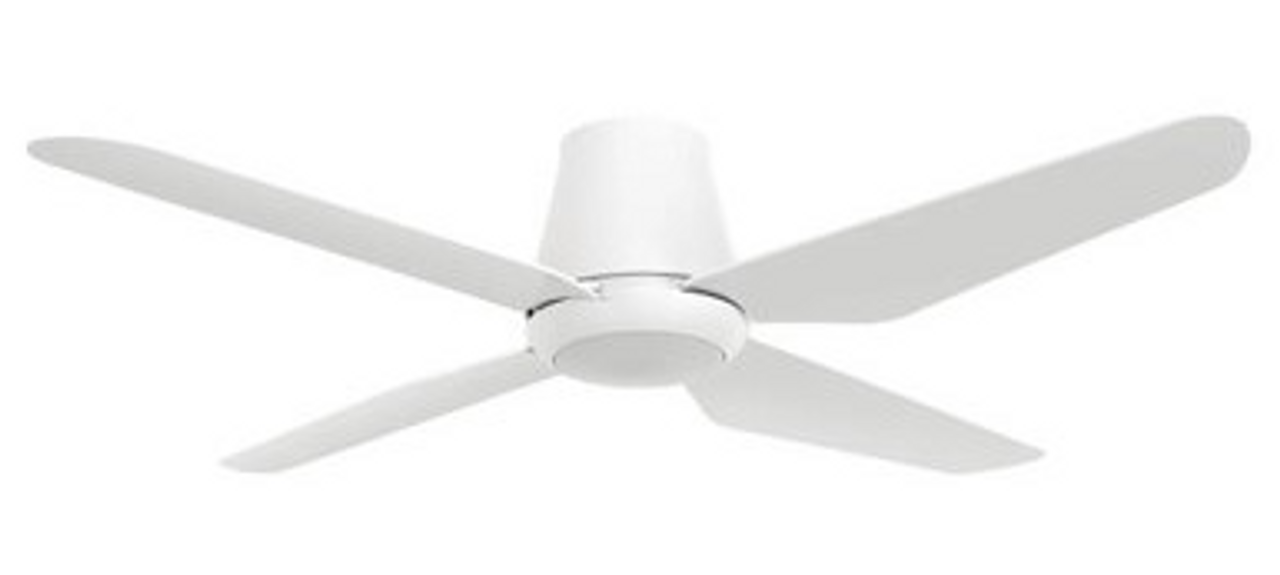 White close to ceiling fan with light and 48" blades