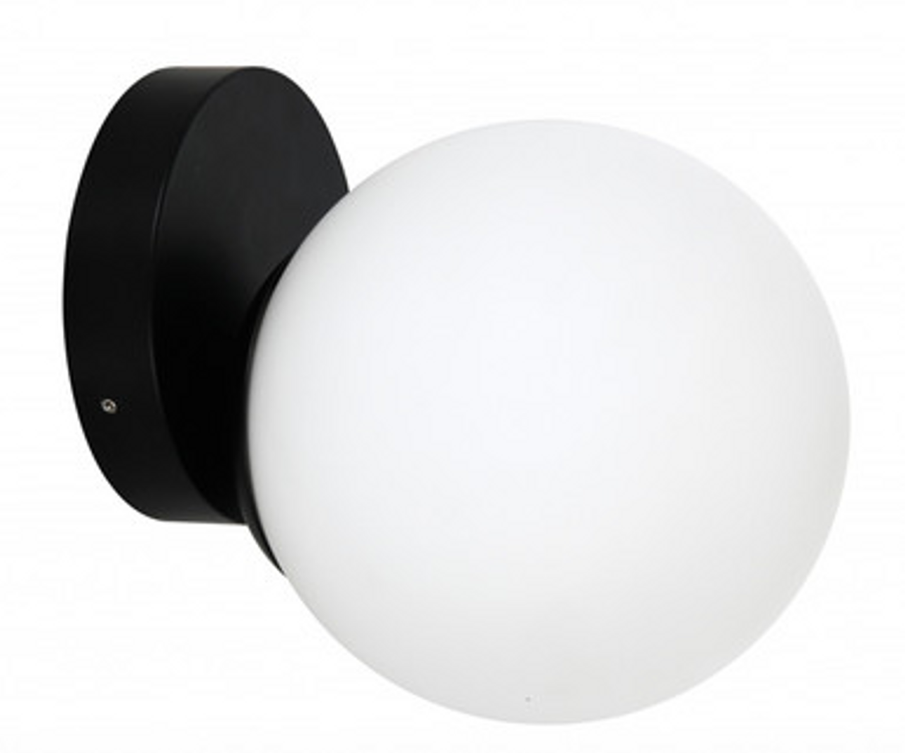 Black wall light with opal glass