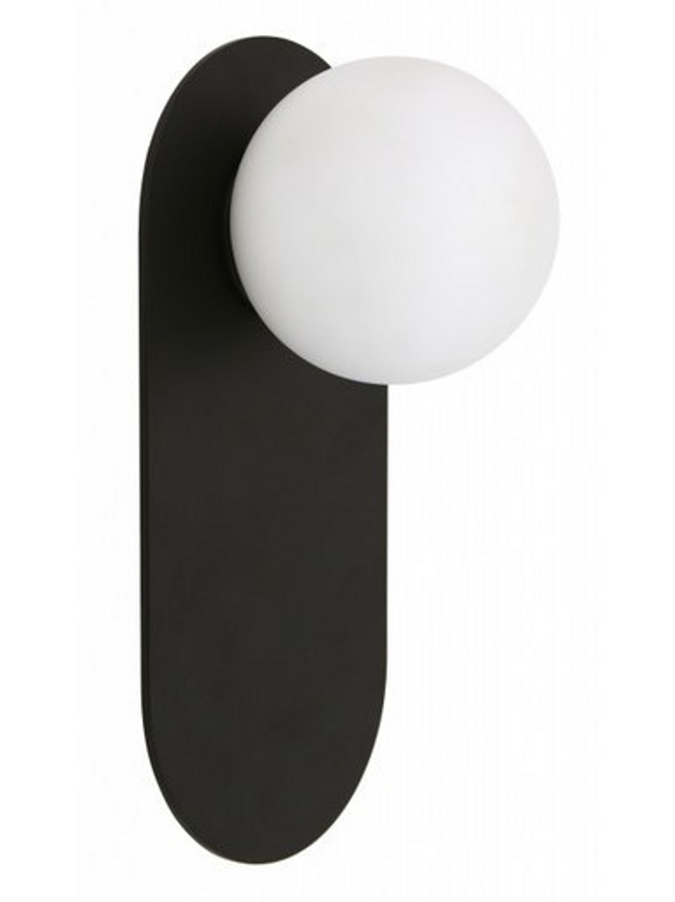 Black wall light with opal glass