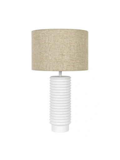 Gypsum table lamp with oatmeal shade