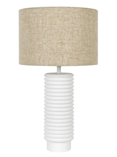 Gypsum table lamp with oatmeal shade