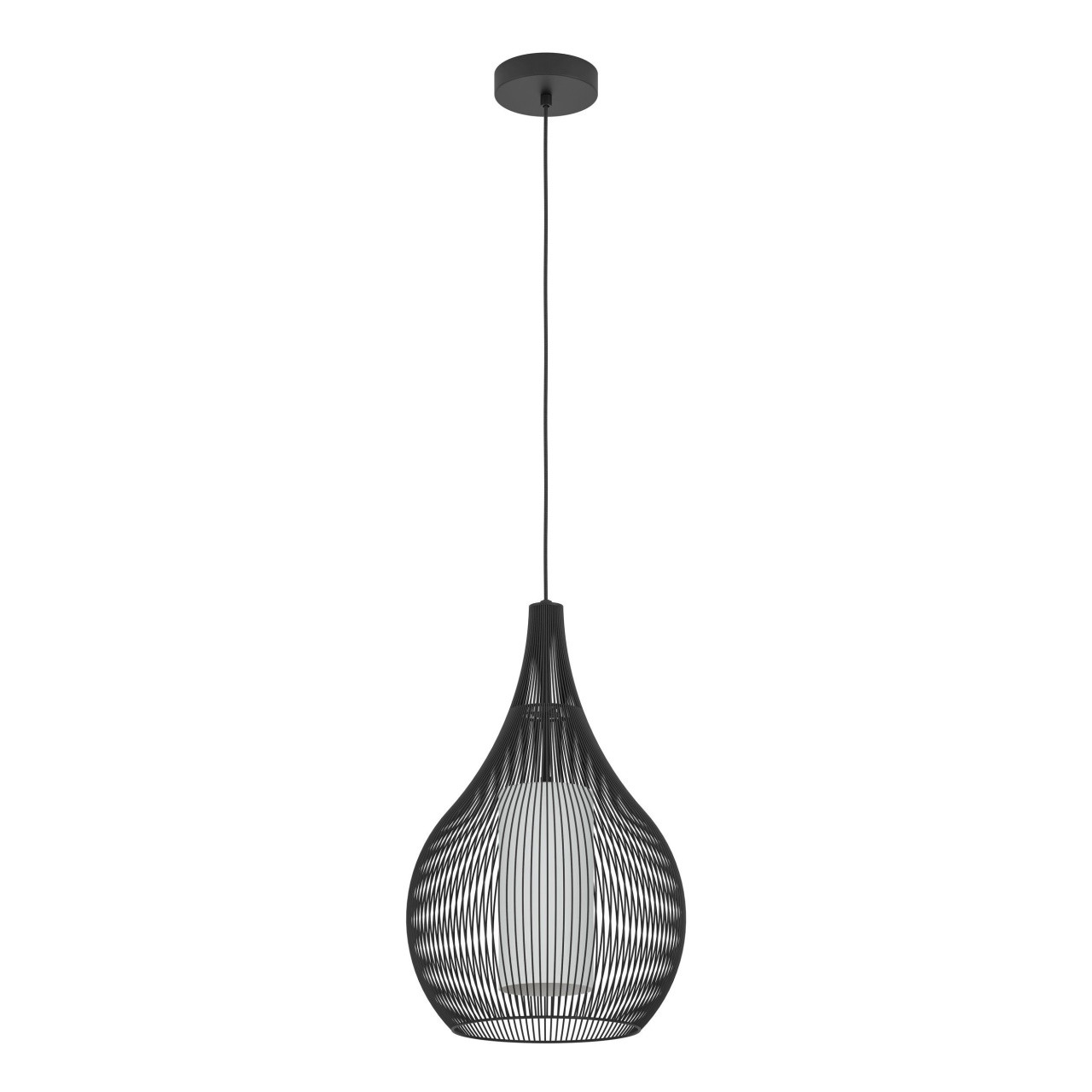 Cage large pendant black with white diffuser