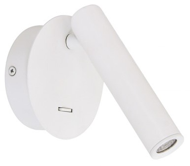 White directional wall light with switch on base