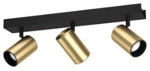 Black and brass three-light spotlight