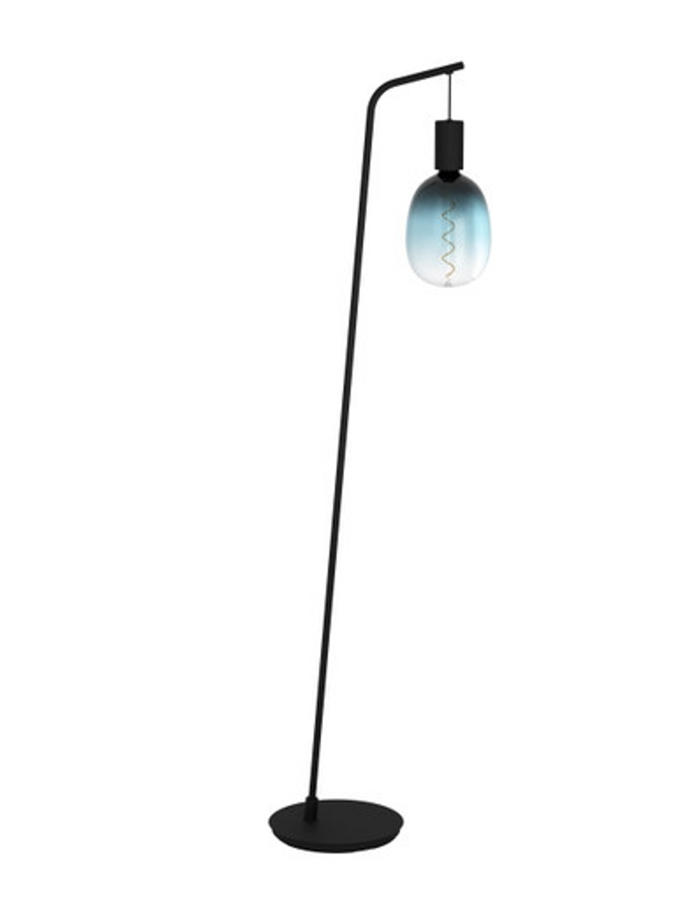 Black floor lamp with slight lean