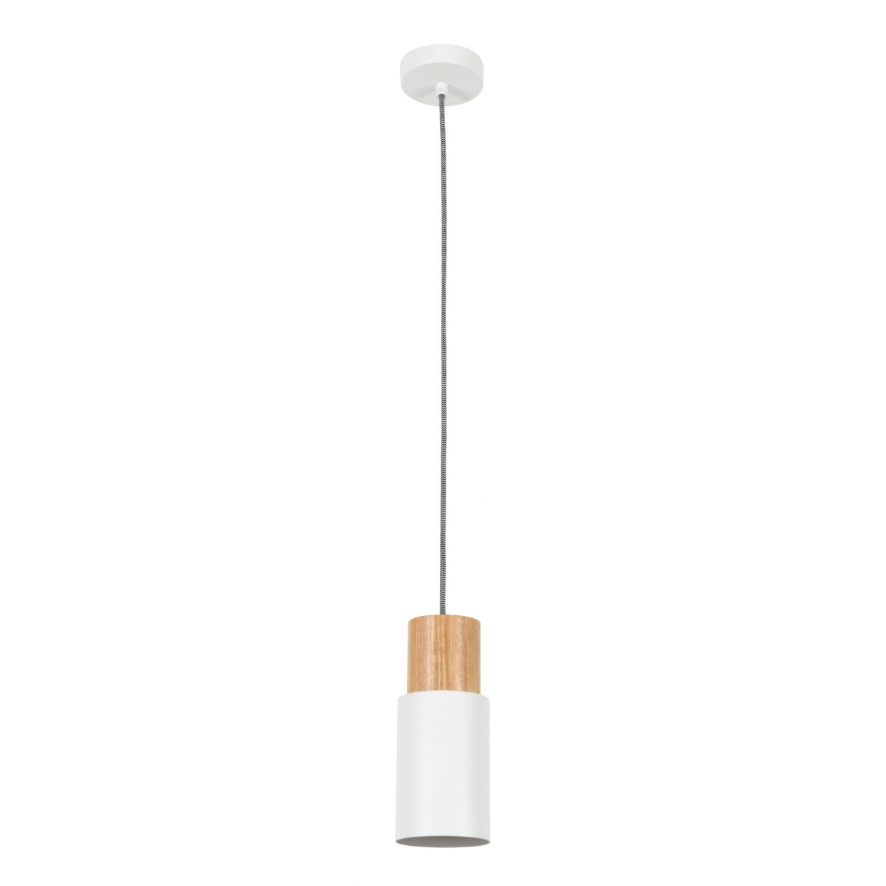 White with wood trim pendant