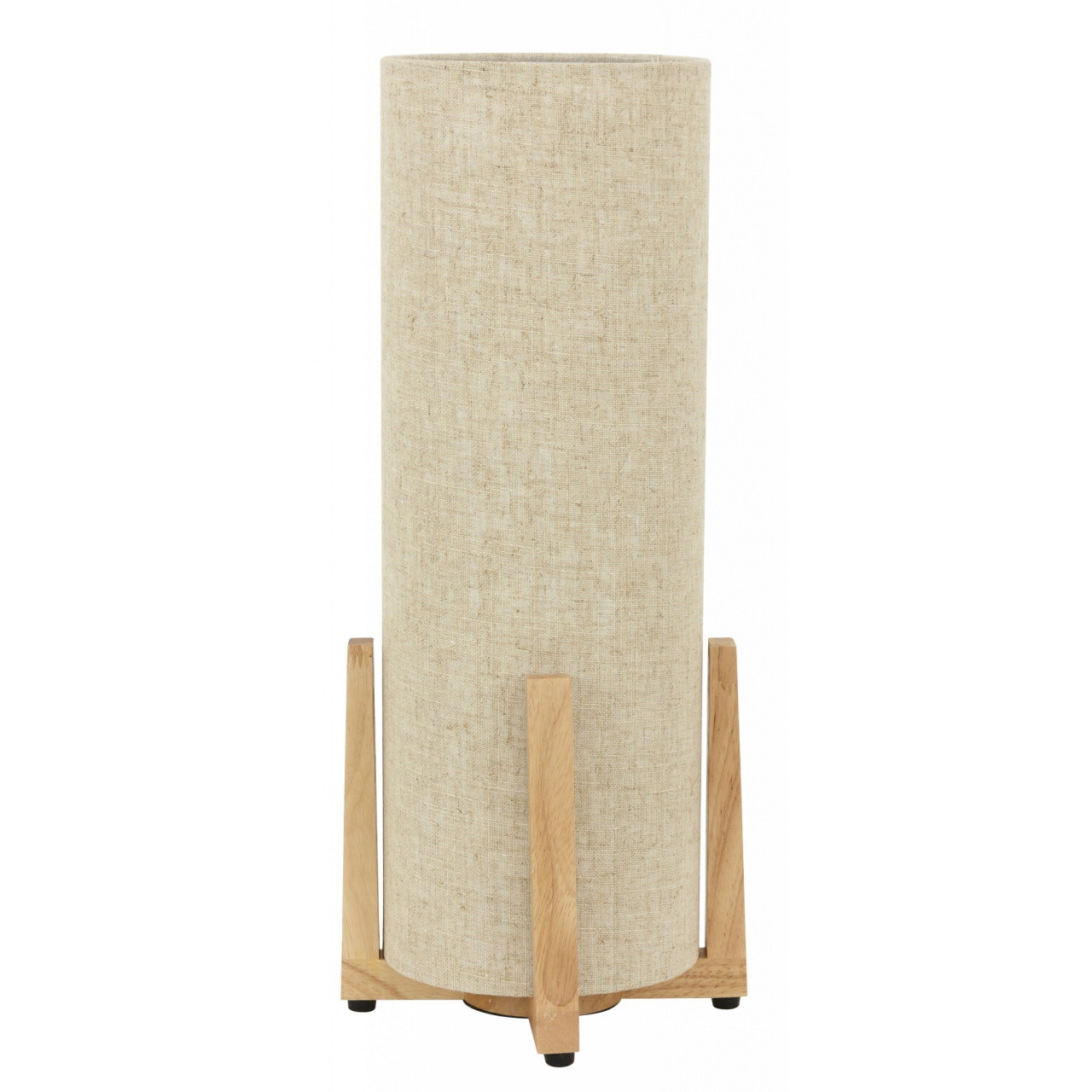Wooden table lamp with natural shade