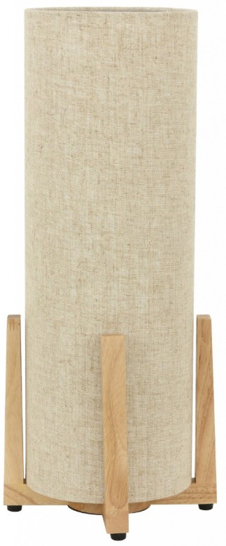 Wooden table lamp with natural shade