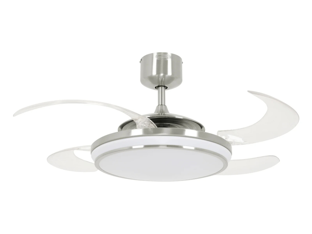 Brushed chrome fan with retractable blades