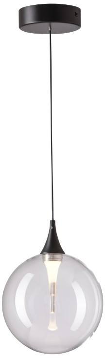 Black LED pendant with clear glass