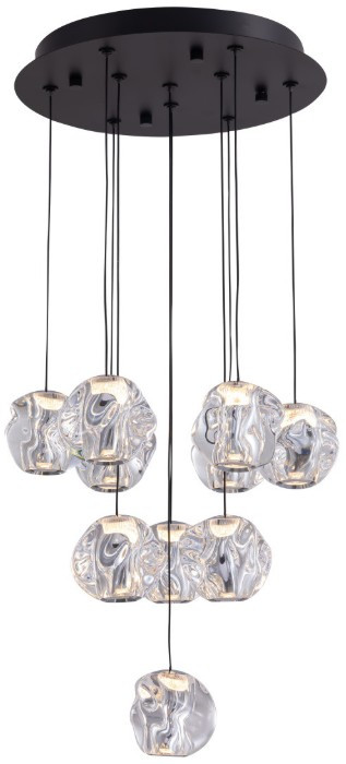 Chrome 10 light pendant with black base